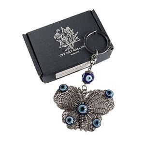 🦋 Butterfly Evil Eye Good Luck Charm Accessory Keychain Keyring NEW W/GIFT BOX